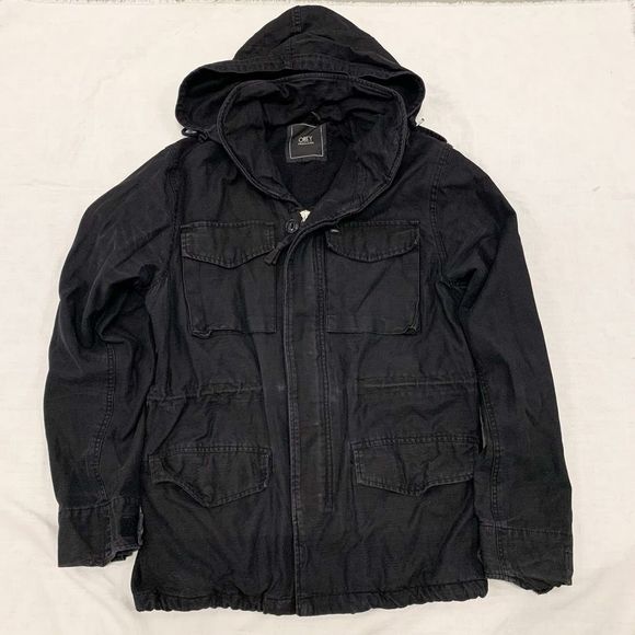 Obey Other - Obey Sz XL utility cargo hooded Parka Jacket black